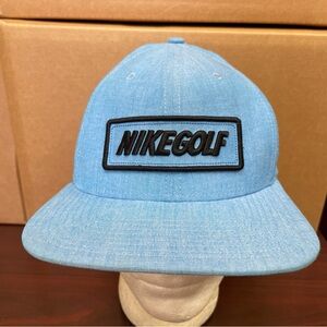 Nike Golf Hat Cap Baby Blue Adjustable Leather Strap Embroidered Dri-Fit